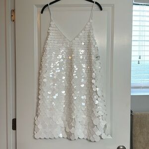 Audrey Parks for Francesca’s white sequin party dress NWT